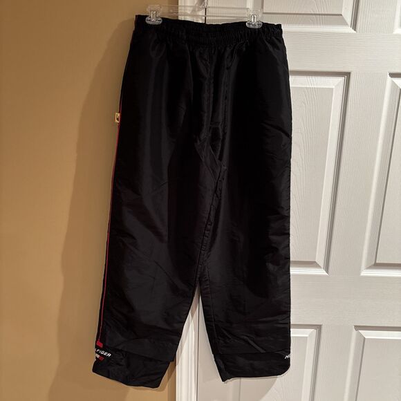 Vintage 90s Y2K Tommy Hilfiger Althletic Swishy Nylon Pants Men’s Large Black - Picture 1 of 8
